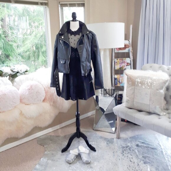 NWT Free People black mesh embroidered eyelet detail dress, S - Picture 2 of 15